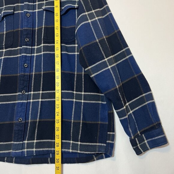 Patagonia Fjord Flannel Button Shirt Mens Organic Cotton XL Blue Plaid Winter - Picture 7 of 13